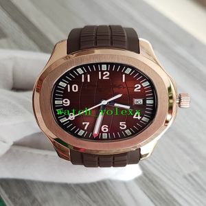 Luxus neuer Aquanaut 5167R-001 5167R Braunes Zifferblatt Asian 2813 Automatische Herren Watch Roségold Hülle Braune Gummi-Gents Sport Uhren p- 273x