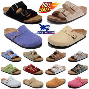 Free Shipping Designer Slippers Boston Clogs Sandals Arizona Mayari Shearling Mules Cork Flat Fashion Leather Suede Slide Beach Shoes Sandalias Platform Sneakers