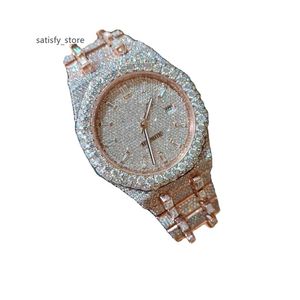 Moissanite Buss Down Ice Out Rose Gold Giove di alta qualità Moissanite hip hop orologio personalizzato personalizzato di lusso