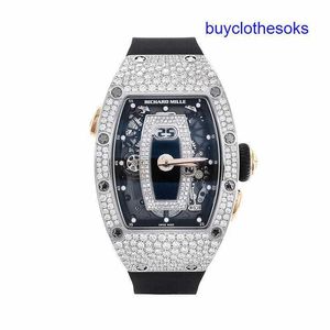 RM Tourbillon Armband Uhr RM037 Platin Backset Snowflake Diamond Womens Automatische mechanische Chronograph