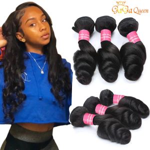 Wefts Peruvian Loose Wave Hair 4 Bundles Unprocessed Virgin Hair Loose Wave Unprocessed Human Hair Extensions Double Weft Gaga Queen