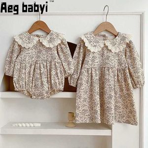 Girl's Dresses Spring New Baby Clothing Toddler Girls Dress Long Sleeve Polo Flower Dress Baby Dress 0-6Y Family sisters Clothing d240515