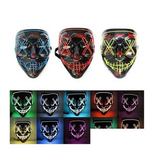 Party Masks Led Horror Halloween Masque Masquerade Light Glow in the Dark Scary Glowing Masker Drop Delivery Home Garden Festive Supp Dhp1x