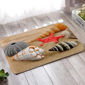Bath Mats Ocean Beach Style Pattern 3d Flannel Print Entry Mat Absorbent Non-slip Foot Bedroom Room Carpet Floor