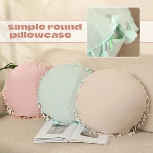 Kissen 40x40 cm nordisches Quasten dekorative runde Abdeckung Pink/Blau/Beige Punktmuster Sofa Stuhl Auto Home Pillowcase