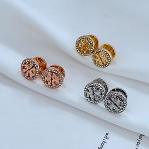 Luxury TBbrand letters designer earrings stud Jewelry 18k Gold geometry crystal bling diamond round circle hollow brincos earring earings ear rings for Women