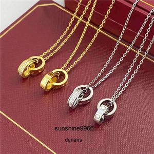 2024choker womens necklace love jewelry gold pendant dual ring stainless steel jewlery fashion oval interlocking rings Clavicular chain necklaces designer gifs