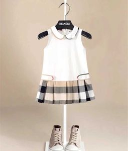 Mädchenkleider neues Mädchen Kleid Kleinkind Baumwollkleid Baby Faltenkleid Kinderkleidung ärmellose Kragen Mädchen Tenniskleid 1-6T D240515