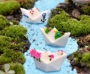 9st Papper Boat Miniature Figures Terrarium Bonsai Harts Craft Fairy Garden Gnome Micro Landscape Cake Decoracion Jardin2292228