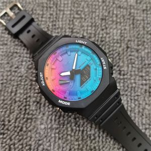 Original Shock Watch GA 18 Colors Sports Digital Quartz Unisex Watch LED Auto Hand Light Löstagbar montering 2100 New Oak Series