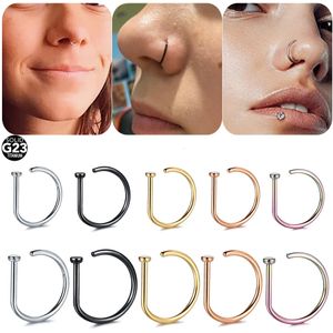 10pcs/lot D Shape Nariz Septum Rings Hoop 20G 18G Lip Nostril Stud Earring Cartilage Piercings Fake Nose Rings Jewelry 240426
