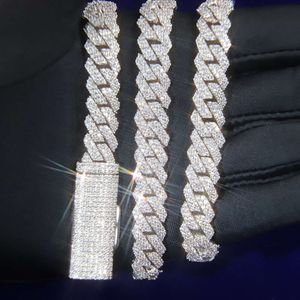 10 mm 13 mm szerokości VVS Diamond 2 rzędy łańcuch kubańska S925 Srebrny złoto Plated VVS d Moissanite Diamond Infinity Link Naszyjniki