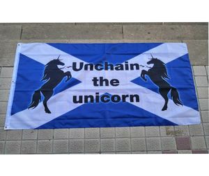 UNCHAIN THE UNICORN SALTIRE FLAG 3X5FT PRINTING 100D POLIESTER CLUB TEAM SPORTS INDOOR 2 BRASS GROMMETS8110675