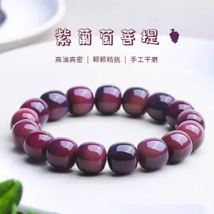 Link Bracelets Purple Grape Bodhi Bracelet Female Pliable Temperament Crafts Seed Prayer Beads Male Factory Wholesale