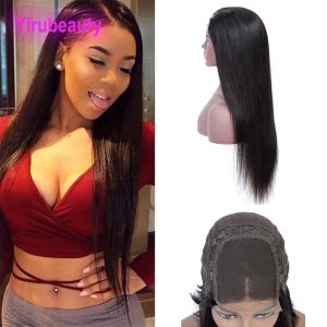 Wigs Cabelo da Virgem da Malásia Silky reta 4x4 Lace Wig Human Human Natural Color 4 por 4 Wigs de fechos 1032 polegadas