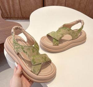 Chinese style Platform sandals for women in the summer of 2024 versatile cross embroidered dress with sandals and thick soled beach shoes