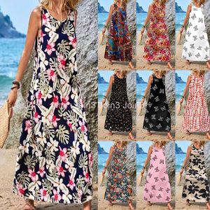 Sommar ny fritids semester stil tryckt tank top klänning avslappnad klänningar för kvinnor ärmlös mode bohemisk klänning