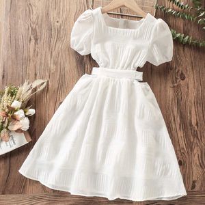 Girl's Dresses Childrens white dress girls costume party long dress dance princess costume childrens summer youth Viscos 6 8 10 12 years old d240515