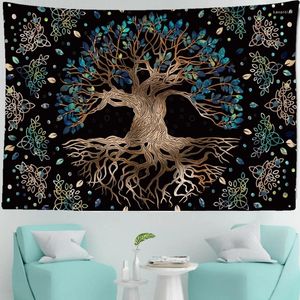 Tapestries Modern Creative Life Trees Leaves Tapestry Room Decor Aesthetic Wall Hanging Spiritual Bedroom Backdrop Custom Printing Blanket