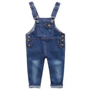 Overalls barn långa byxor och jeans inklusive våren och hösten ny barns avslappnade barnflickor pojkar jeans jumpsuits kläder d240515