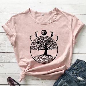 Camisetas femininas Treça e lua Fases Estética da camiseta da vida Simbolismo Top Women Retro Hipster Astronomy Camiseta