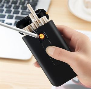 Casella di sigaretta di capacità 20pc con accendino elettronico USB per accendino al plasma per supporto per sigaretta impermeabile per sigarette Sling T200117559608
