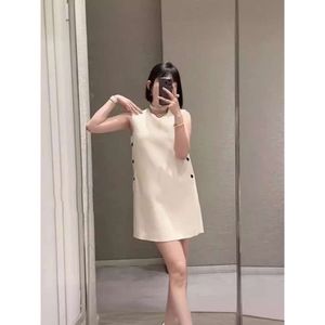 SS2024 Summer Gaoding New Fashion Versatile Style Two Side Button Loose Sleeveless Tank Top Dress for Women