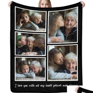 Customize Blankets Custom Picture Text Customized With Pos Personalized Blanket Using My Own Pictures Memorial Gifts For Birthday Chri Dhfmt