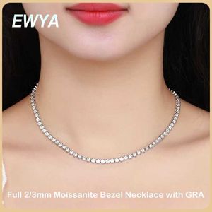 Tennis Ewya Border Full 2/3mm D Color Mosilicon Womens Tennis Necklace S925 Silver Plated 18k Gold GRA Certified Diamond Armband D240514