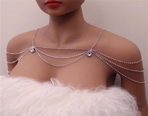 Fashion Unique Rhinestone Shoulder Chain Wedding Bridal Jewelry Sexy Shoulder Body Chain Bling Crystal Water Drop Necklace12495577