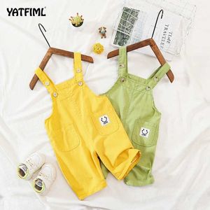 Overaller yatfiml overaller vår/sommar höst gulgröna babykläder babykläder bomull jumpsuit fast jumpsuit casual kläder d240515