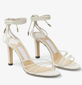 Summer Brands Designer Antia Nappa Leather Sandals Shoes Women Justerbar ankel Wrap Tie High Heels Party Wedding Bridal Dress Gladiator Sandalias Box