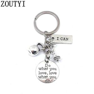 Keychains Lanyards 1pc I Can Keychain Weight Lifter Key Ring Barbell Weight Charms Fitness Jewelry Gift For Lifter Strong Man Y240510