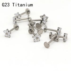 20pcs Çiçek Dudak Saplama ASTM F136 Kıkırdak Küpe Vücut Piercing Takı Labret Kristal CZ Zircon 16G 240426