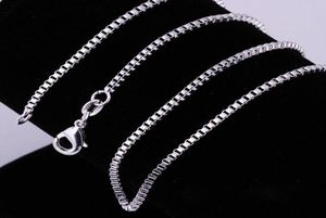 20pcslot 925 Necklace 2mm Box Link Chains Jewely 16quot18quot20quot22quot24quot26quot28quot30quot2342341