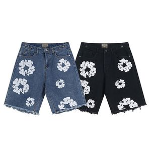 Mens luxury designer Mens shorts Jeans Men Jean flower Diamond Denim shortpants Slim Mens Denim street Hip hop