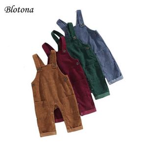 Overalls Blotona Kleinkind Jungen und Mädchen Frühling und Herbst Camisole Jumpsuit Cord mit festen Farbschamisolhosen 0-5 Jahre alt D240515 bedeckt
