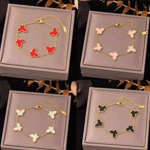 سوار البرسيم Vanclef Jewelry Vintage Lucky Classic Prendant Necklace for Woman Designer 18K Gold Plated White Of Pearl Butterfly Charm Jewel Choker Jewelry