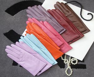 Elegant Women Gloves Genuine Lambskin Real Leather Sheepskin Autumn And Winter Plus Velvet Trendy Female Short Glove 27 Colors 2012275744