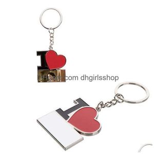 Keychains colhedas sublimação vermelho coração estilo anel key impressão em branco consumíveis personalizados entrega de moda acessória de moda dhlpn
