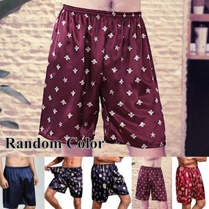 Roupas em casa verão masculino de seda de seda masculino shorts casuais no fundo do sono imprimido