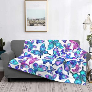 Blankets Watercolor Butterflies Blanket Coral Fleece Plush Summer Colorful Multi-function Soft Throw For Bedding Car Bedspreads