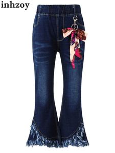 Hose Kinder Mädchen gerissen Jeans Quaste Hem Bellboden Denim Lange Hosen Destiertes Bein ausgestattetes Hosen Leggings Fashion Streetwearl2405