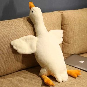 Animais de pelúcia de pelúcia de 50-130 cm de ganso branco, cheio de asas de vida, pato abraça massagem, travesseiro de travesseiro B240515
