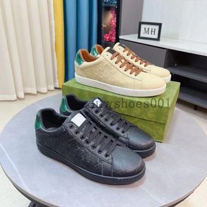 Italien Mens frakt gratis designer bee ace casual skor vit platt läder sko grön röd rand broderade par tränare sneakers storlek 38-44 5.14 01