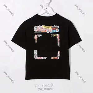 Summer Off Withe Children's Short Sleeve Tops Kids T-Shirts Boys Irregular Off White Arrow Black Girls Summer Off Tshirts Toddlers Tees c58a