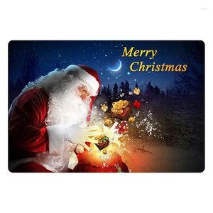 Bath Mats Merry Christmas Bathroom Mat Anti Slip Santa Claus Animal Pattern Rubber Carpet Home Washable Foot Pad Rug