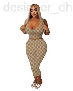 Two Piece Dress designer NEWGGLS Women's brand new Casual set vest and Hip wrap skirt girls printed G Sexy slim fit sexy temperament Party club Beach skirts D40Z