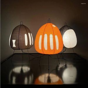 Table Lamps Japanese Design Lamp Printed Rice Paper Light Bedroom Desktop Decoration Indoor Lighting Desk Support Drop
