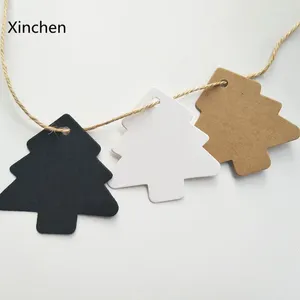Party Decoration 50pcs/lot 3colors 5.4x5.5cm Christmas Tree Blank Label Vintage Cowhide Paper Gift Tags Bookmarks Message Card Diy